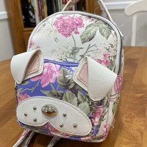 NWT.  BetseyJohnson floral puppy, mini backpack/purse.